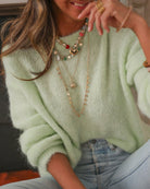Women's Polyester Knit Sweater Green - RIHOAS
