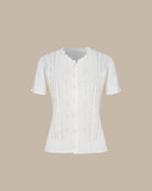 Women's Polyester Knit Sweater Off White Tops - RIHOAS