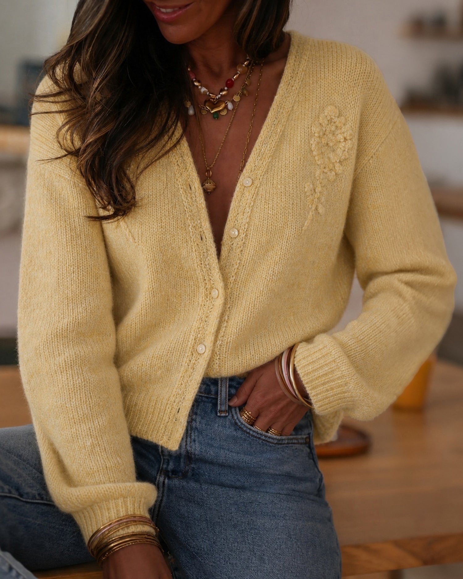Women's Polyester Knit Sweater - RIHOAS - 01