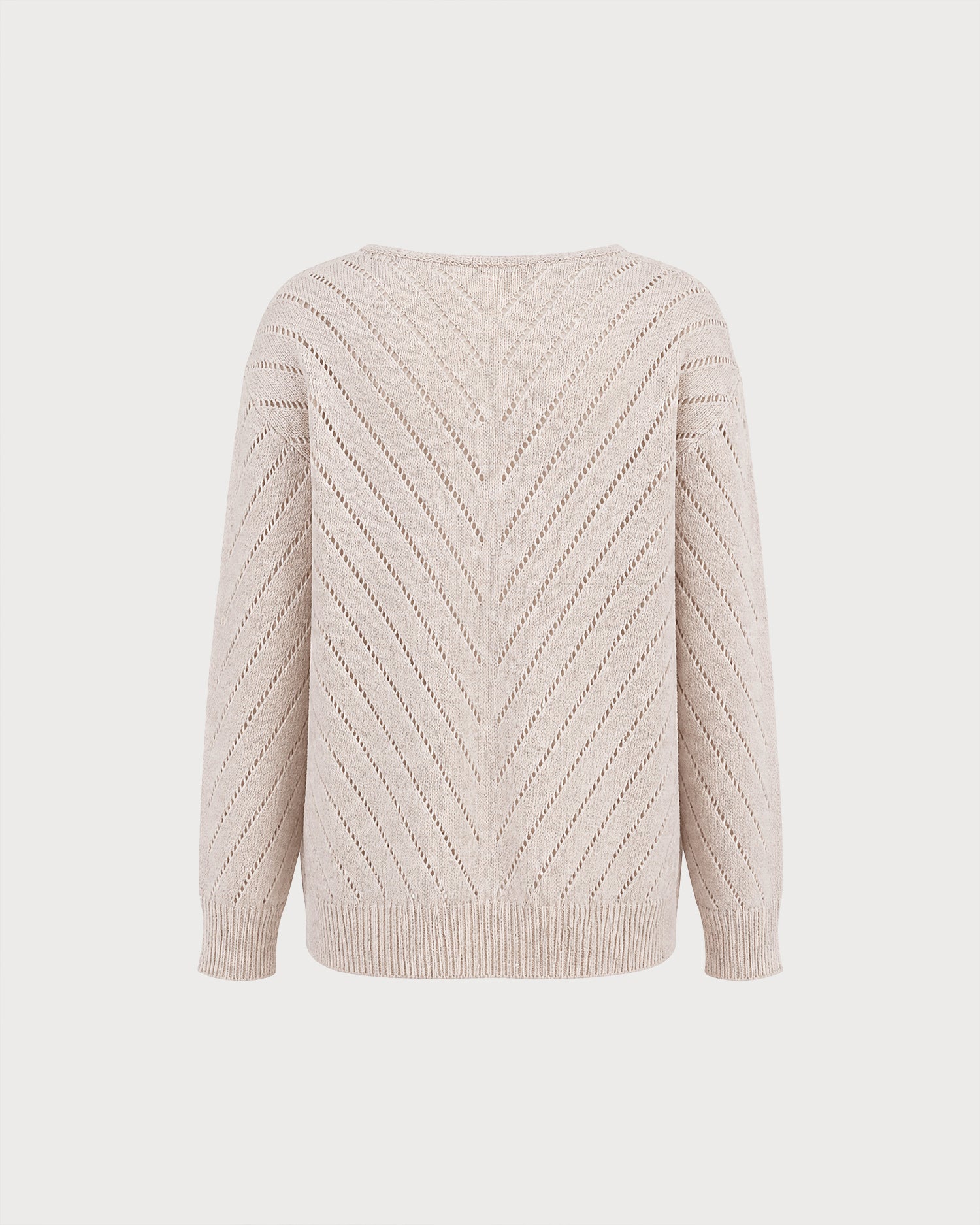 Apricot V Neck Textured Knit Sweater 03
