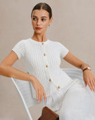 Women's Polyester Knit Sweater Tops - RIHOAS