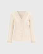 Apricot V Neck Floral Knit Cardigan 02