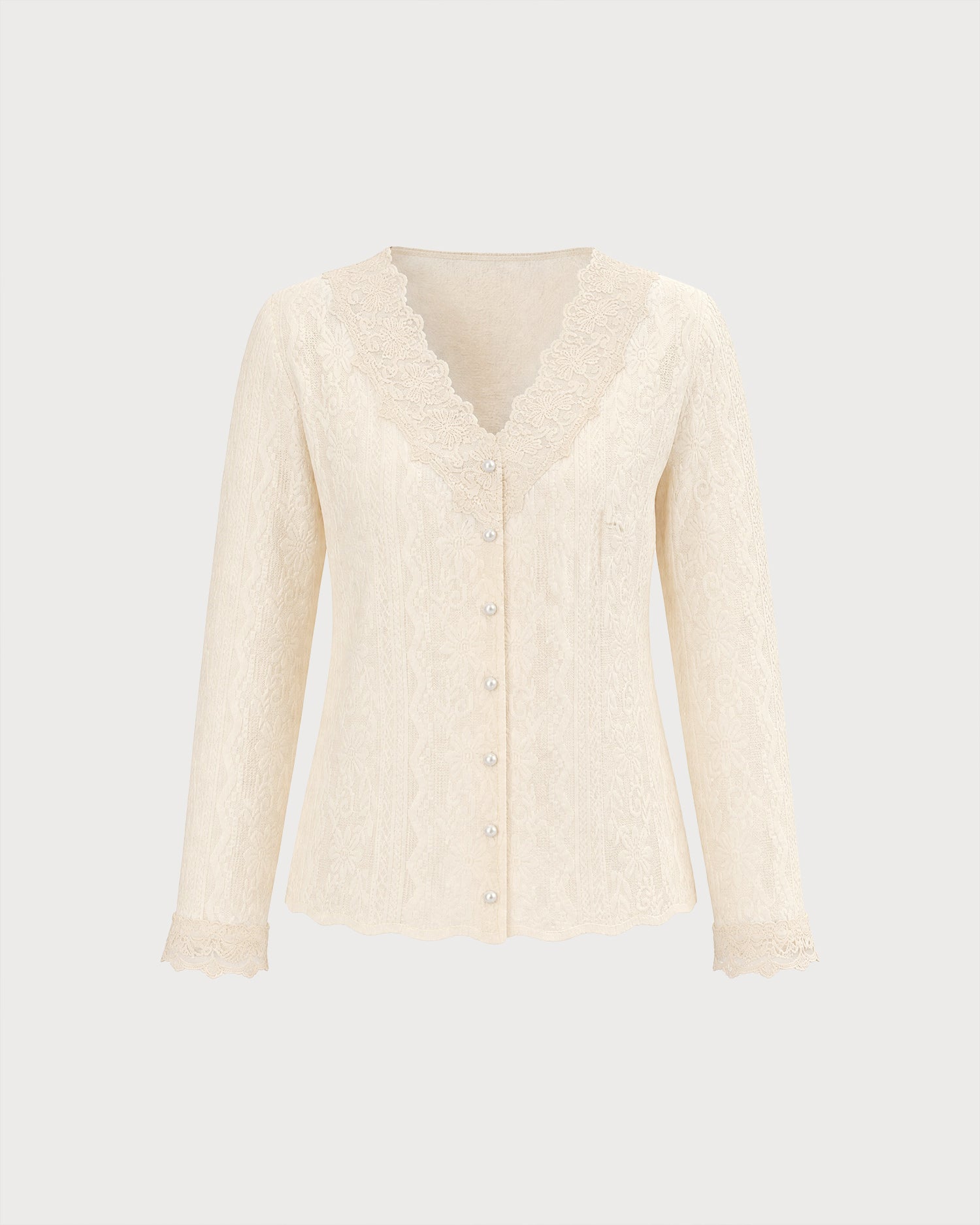 Apricot V Neck Floral Knit Cardigan 02