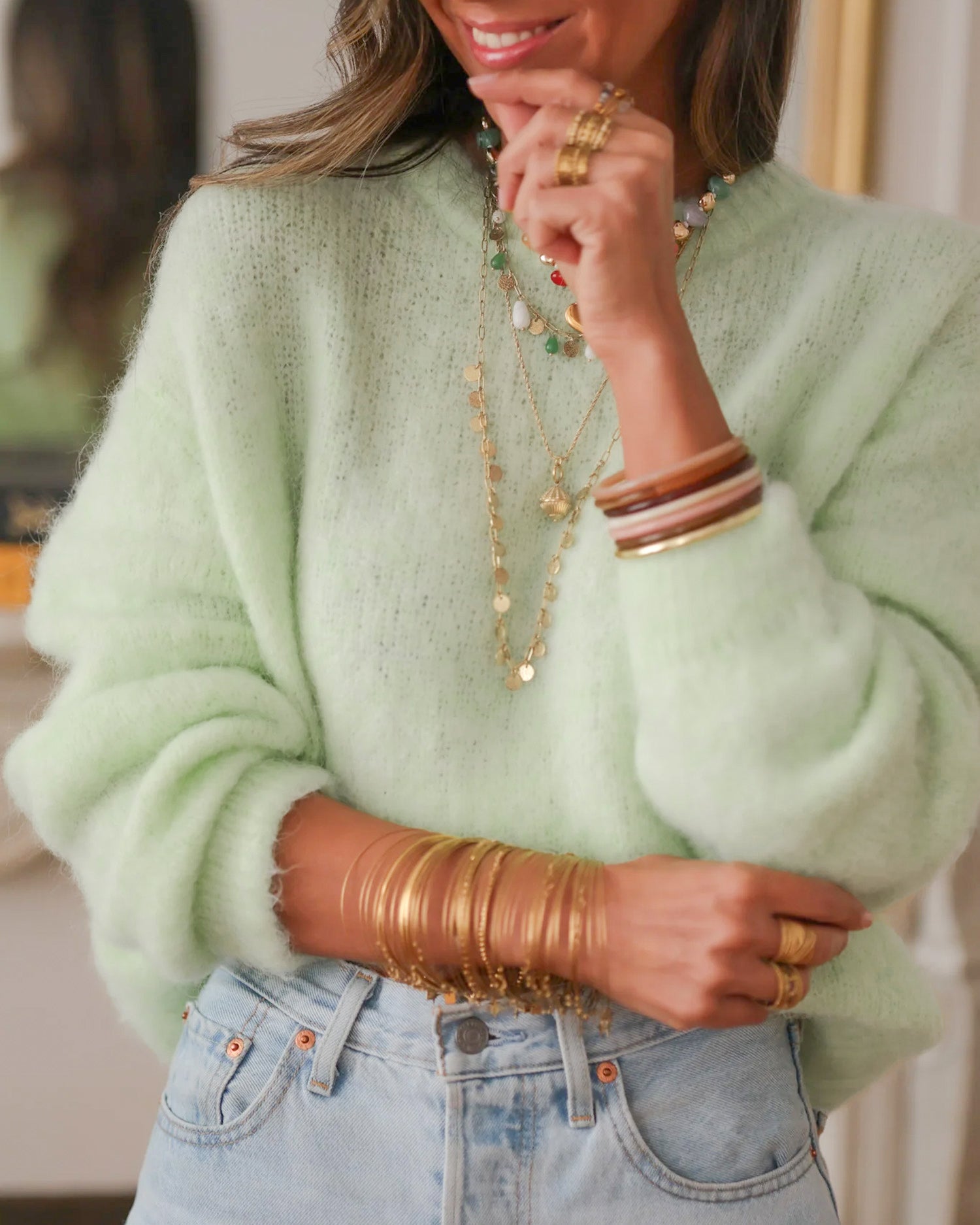 Women's Polyester Knit Sweater - RIHOAS - 01