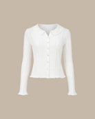 White Collar Single Breasted Knit Cardigan 02