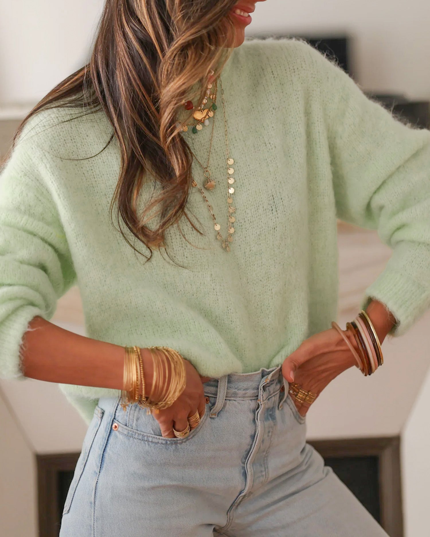 Women's Polyester Knit Sweater - RIHOAS - 02