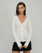 Women's Polyester Knit Sweater White - RIHOAS