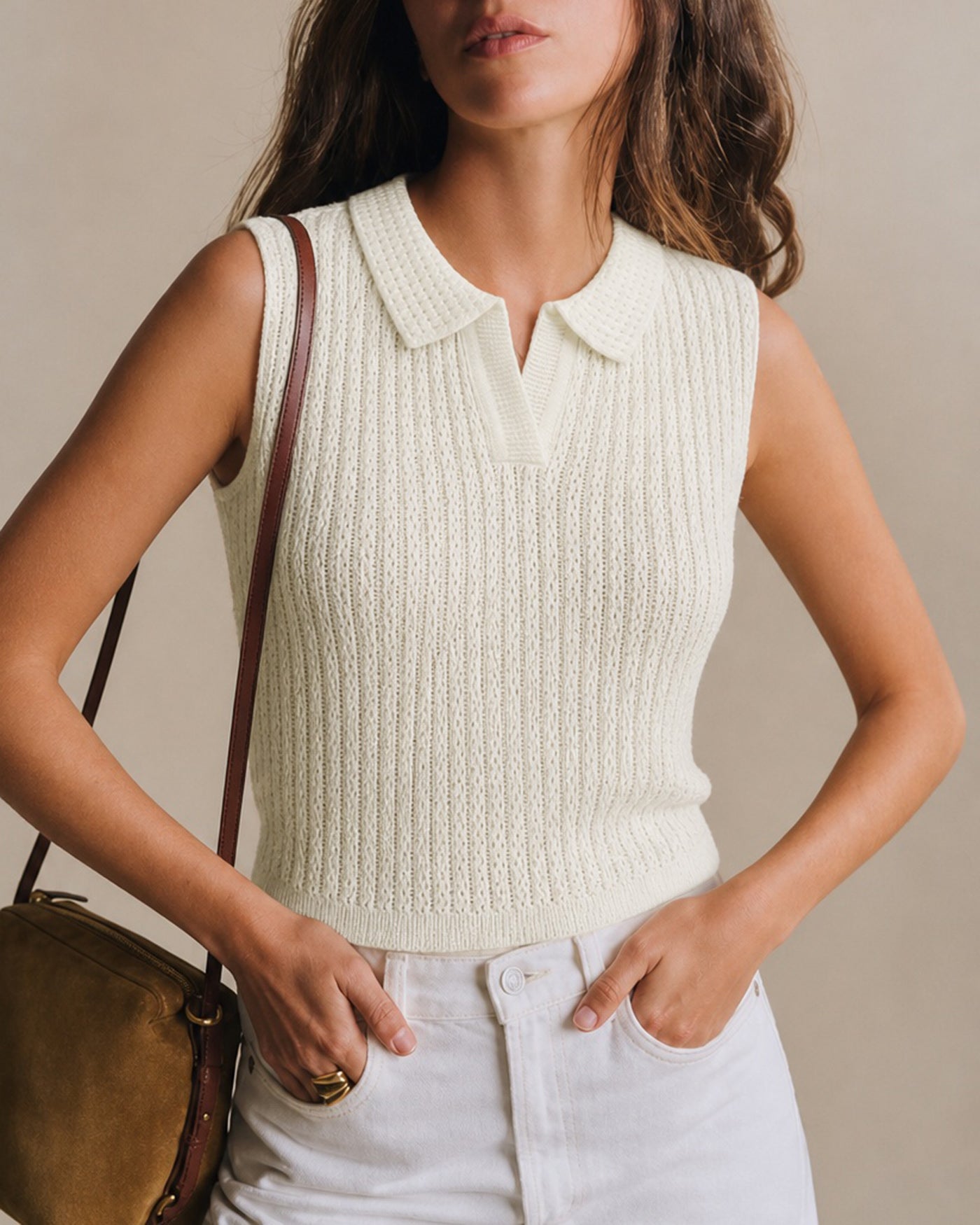 Women's Polyester Knit Top Apricot Tops - RIHOAS