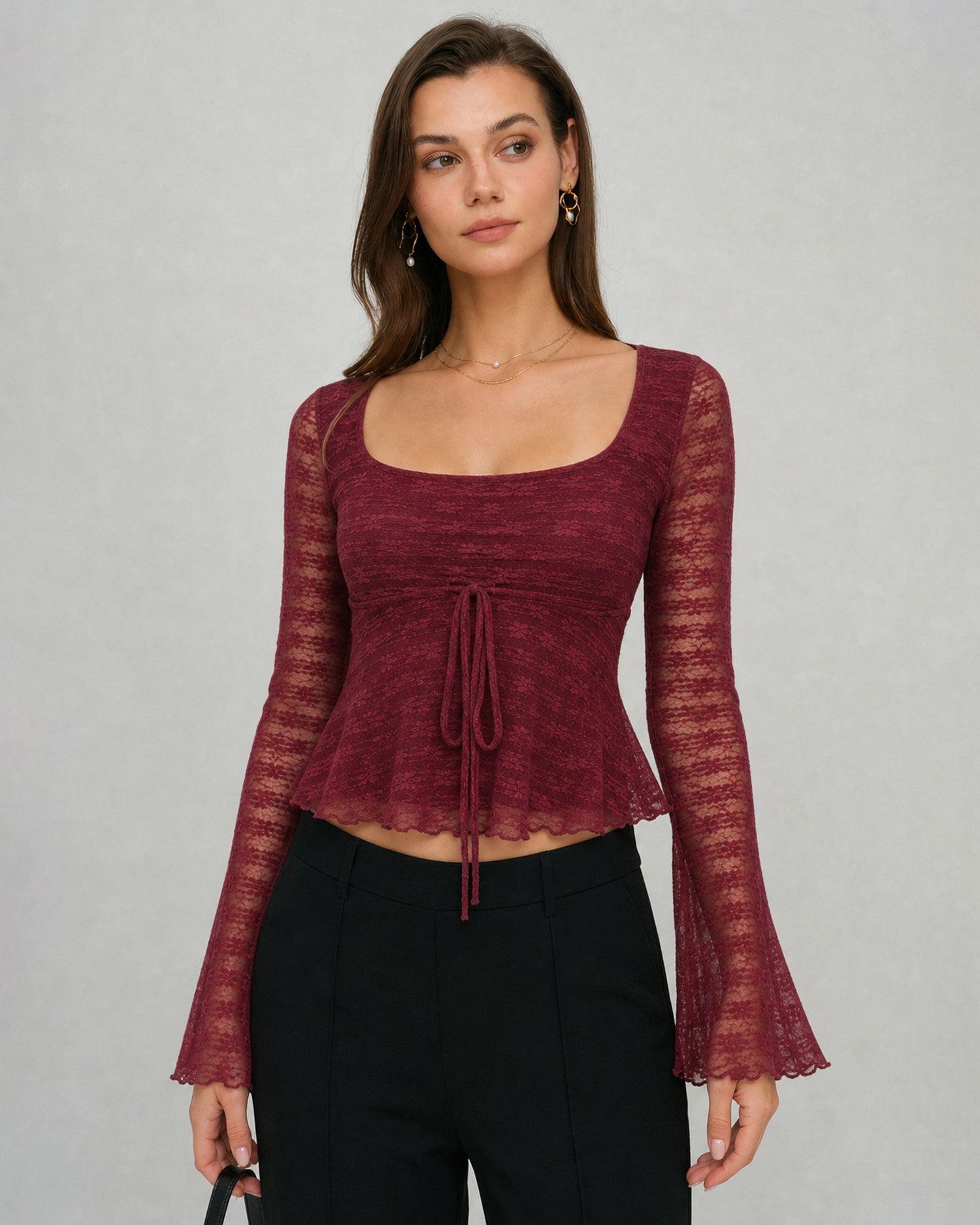 Women's Polyester Knit Top Red - RIHOAS