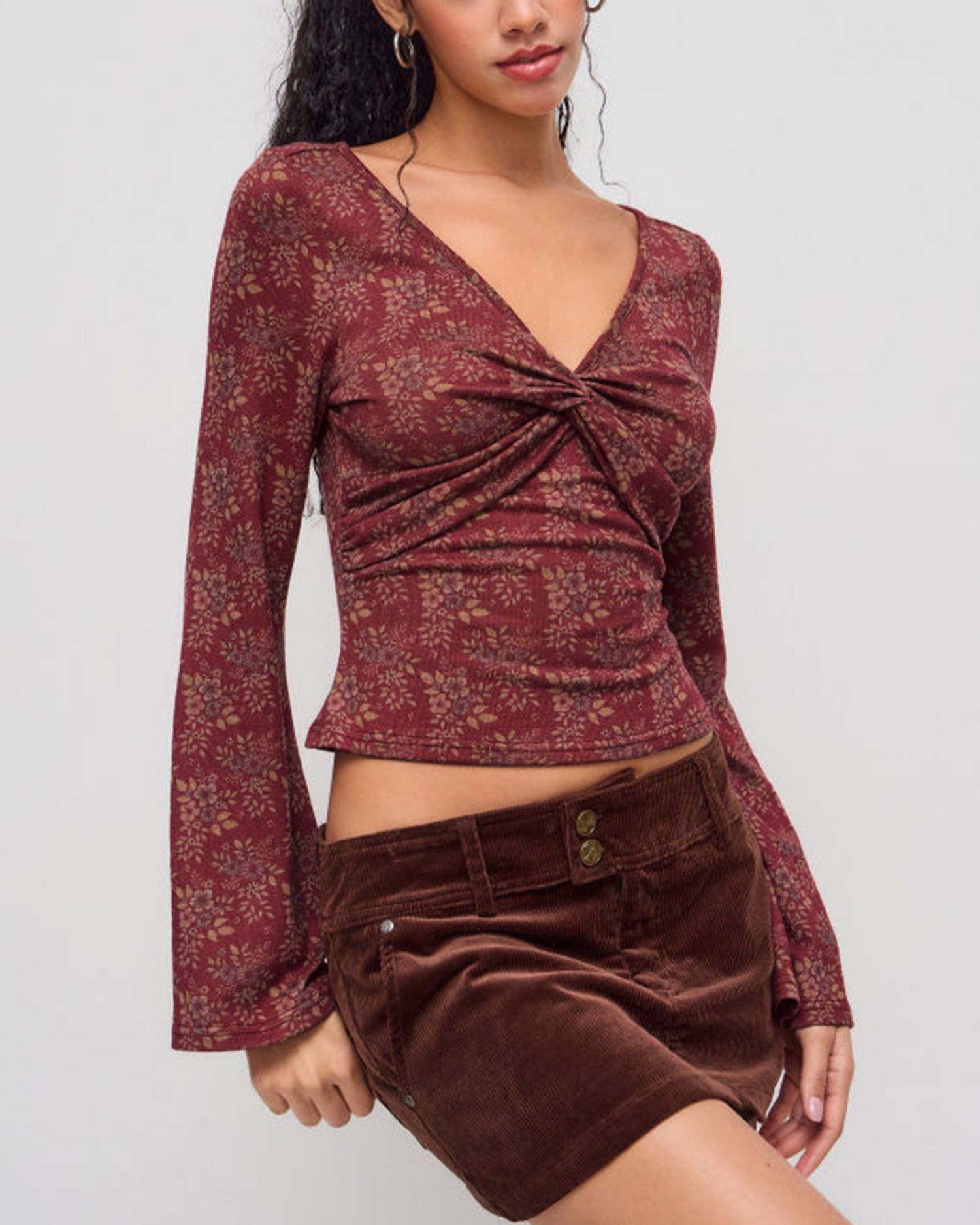 Women's Polyester Knit Top Red - RIHOAS