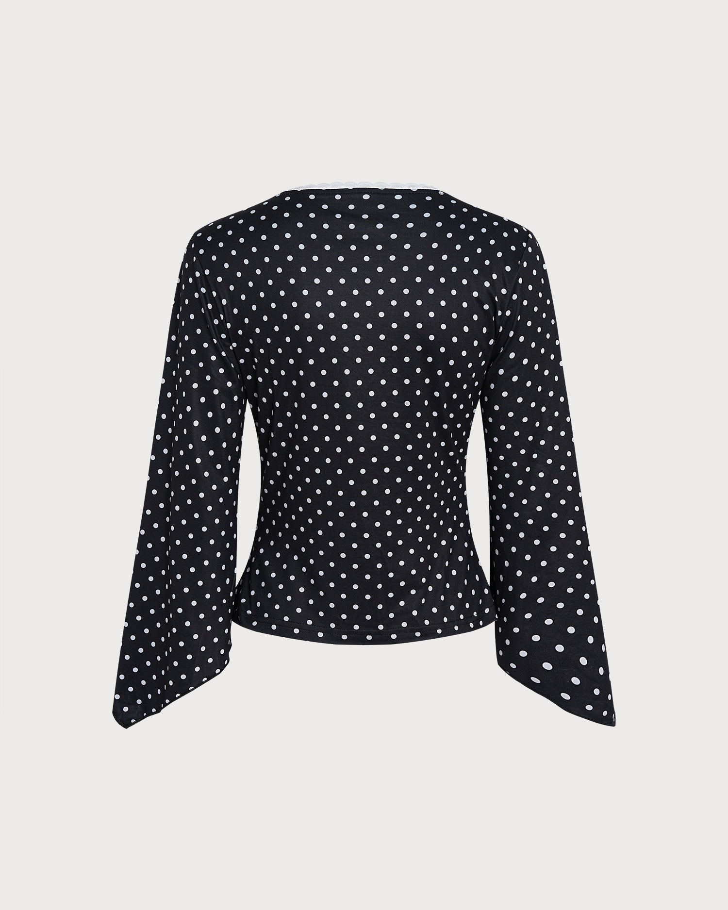 Black V Neck Polka Dot Knit Tee 02