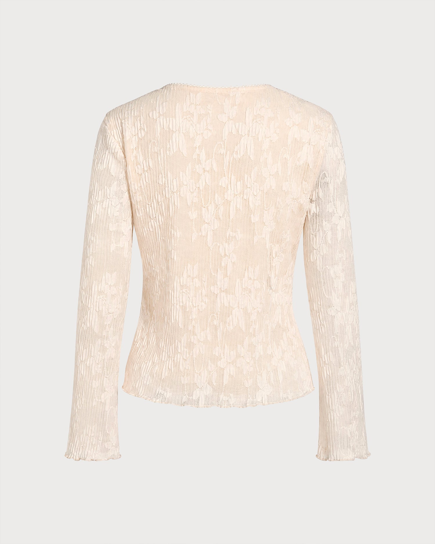 Apricot Floral Button Knit Tee 03