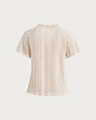 Apricot V Neck Cut Out Button Tee 03