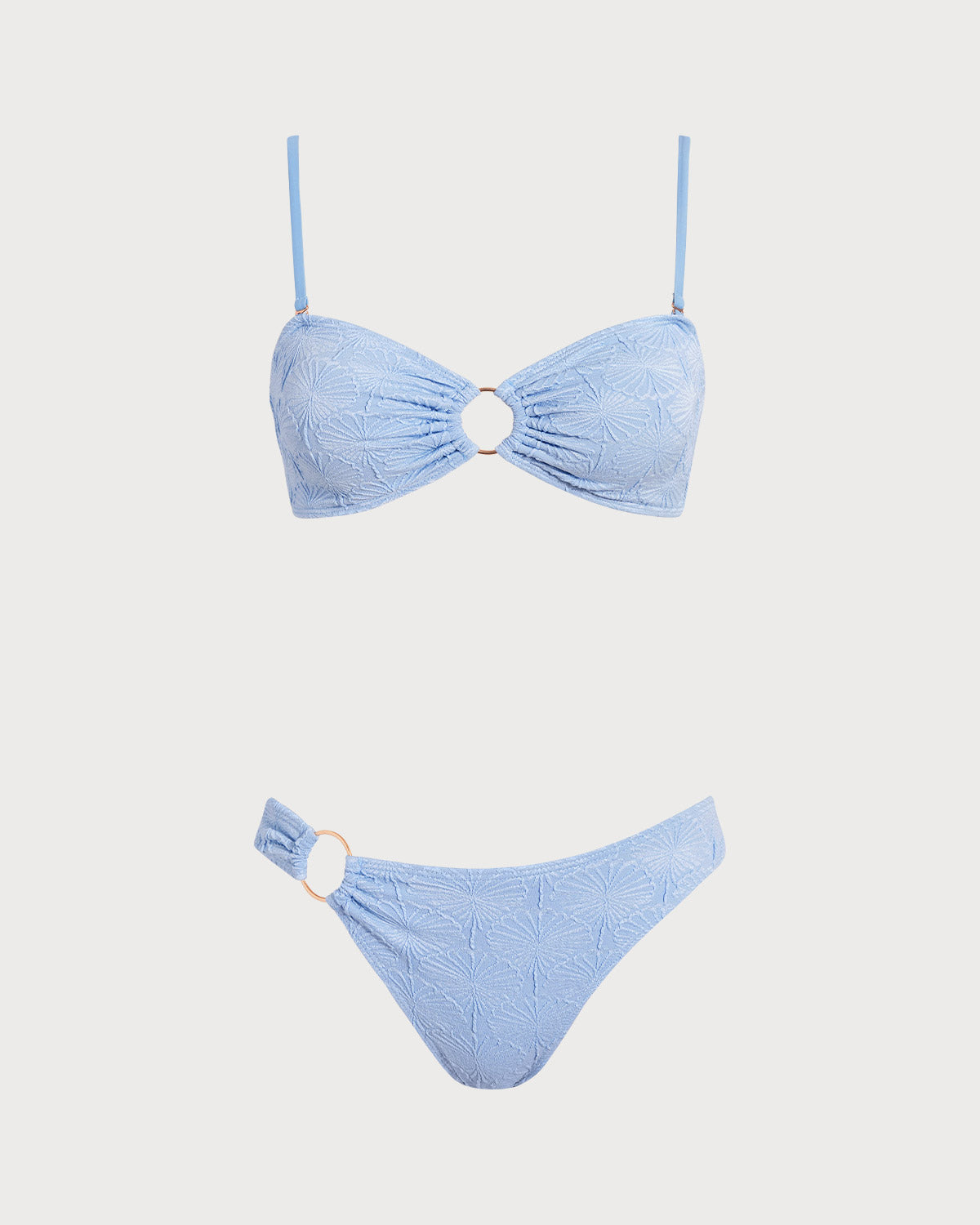 Women's Polyester Knitted Bikini Sets Light Blue Bikinis - RIHOAS