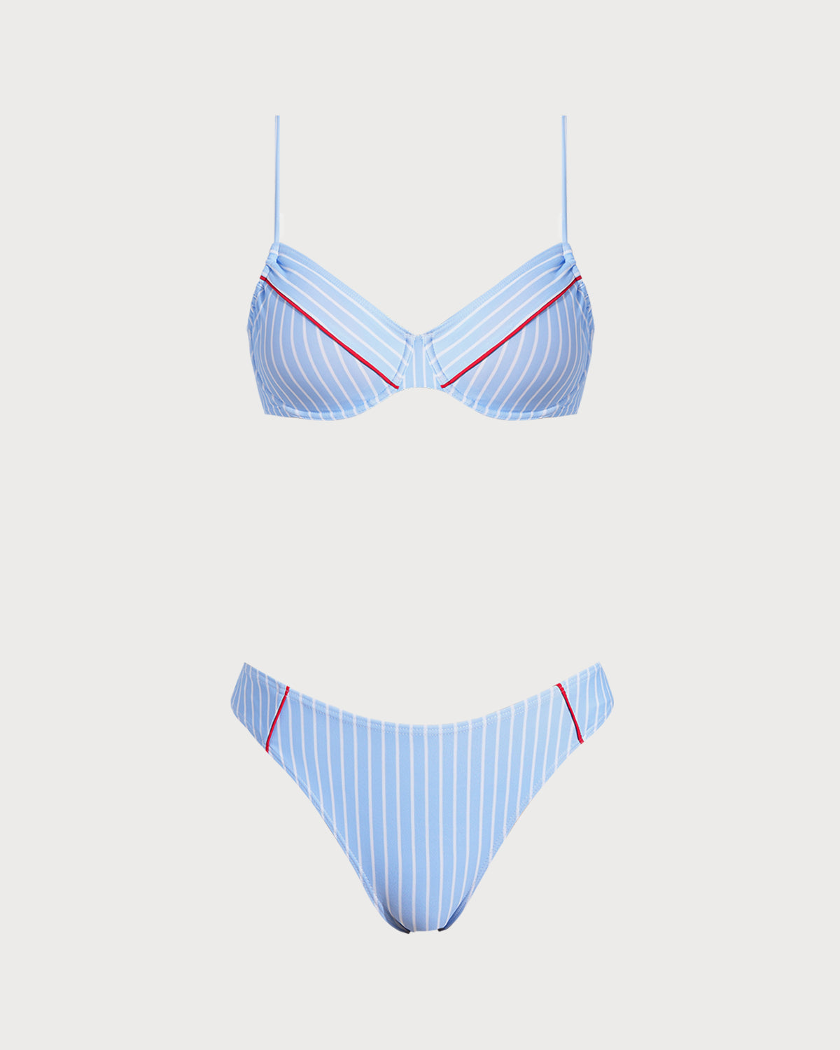 Women's Polyester Stripeds Bikini Sets Light Blue Bikinis - RIHOAS
