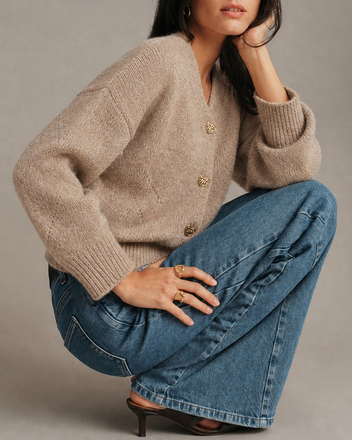 Women's Recycled Polyester Knit Sweaters - RIHOAS - 01