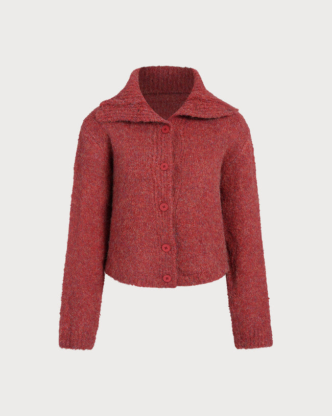 Women's Recycled Polyester Sweater Red Tops - RIHOAS
