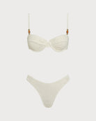 Women's Textured Fabric Underwire Three-Piece Bikini Set Bikinis - RIHOAS