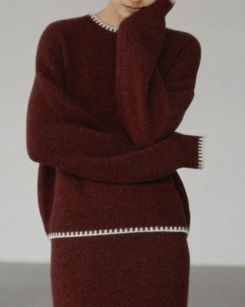 Women's Two-piece Polyester Knit Skirt Suit Two-Piece Outfits - RIHOAS