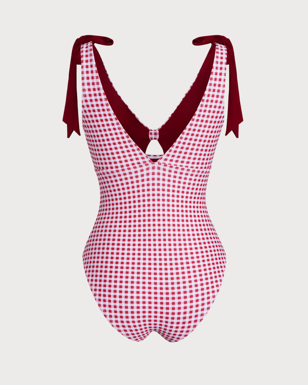 Women's V-neck plaid print one-piece swimsuit One-Pieces - RIHOAS
