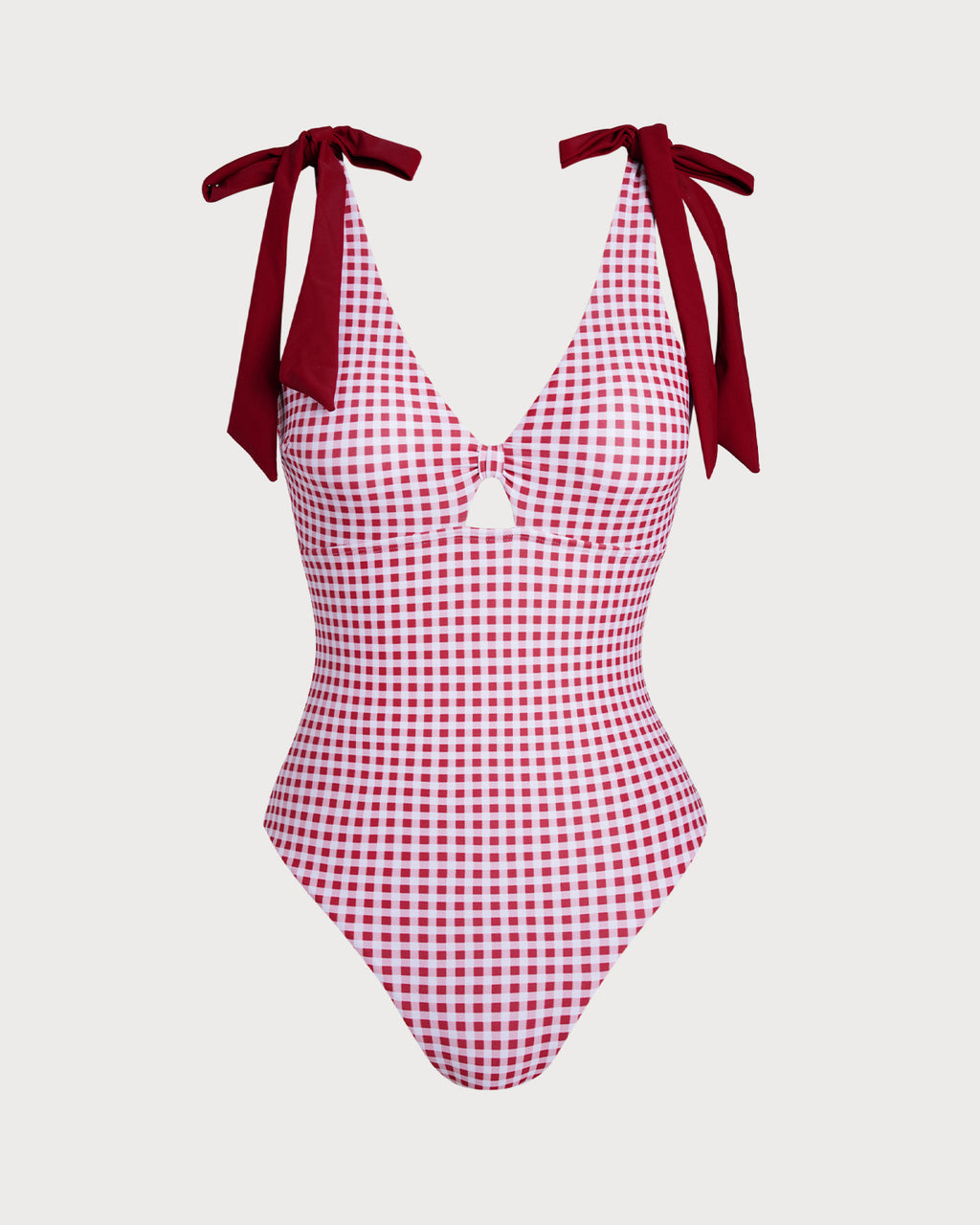 Women's V-neck plaid print one-piece swimsuit One-Pieces - RIHOAS