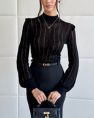 Women's Viscose Knit Sweater Black - RIHOAS