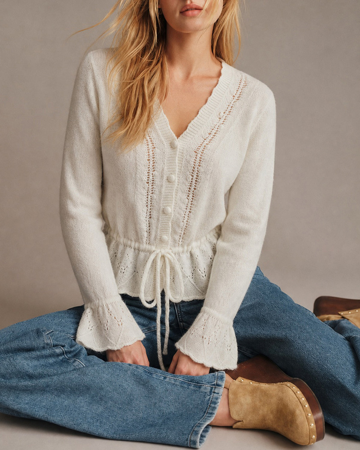 Women's Viscose Knit Sweater - RIHOAS - 01