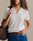 Women's Viscose Knit Sweater White Tops - RIHOAS