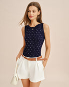 Women's Viscose Knit Tank Top Blue Tops - RIHOAS