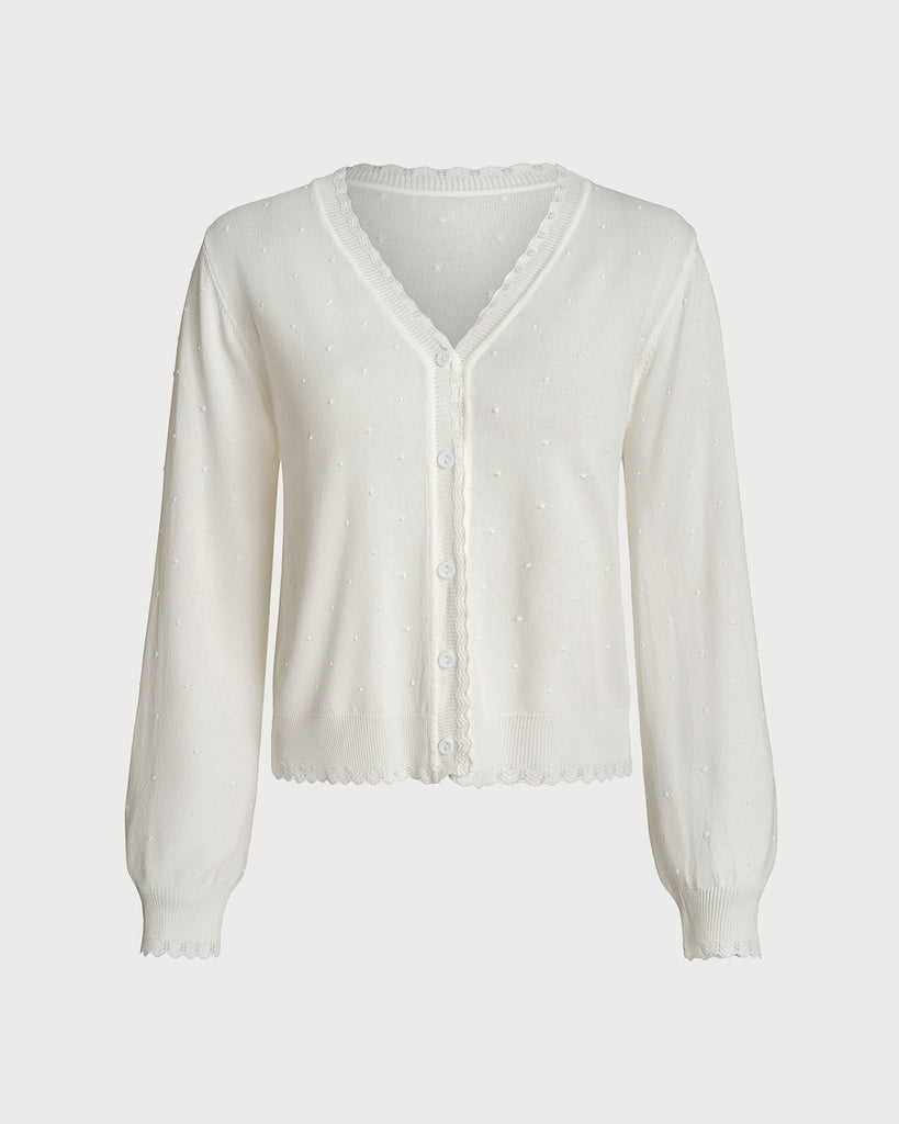Women's Viscose Polyester Cardigan White Tops - RIHOAS