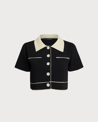 Women's Woolen Polyester Cardigan Black Tops - RIHOAS