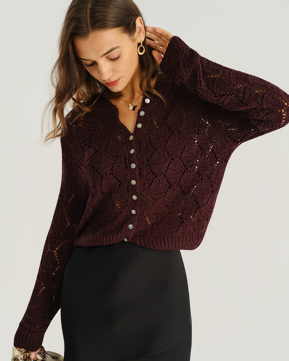 Women's Woolen Polyester Cardigan Tops - RIHOAS