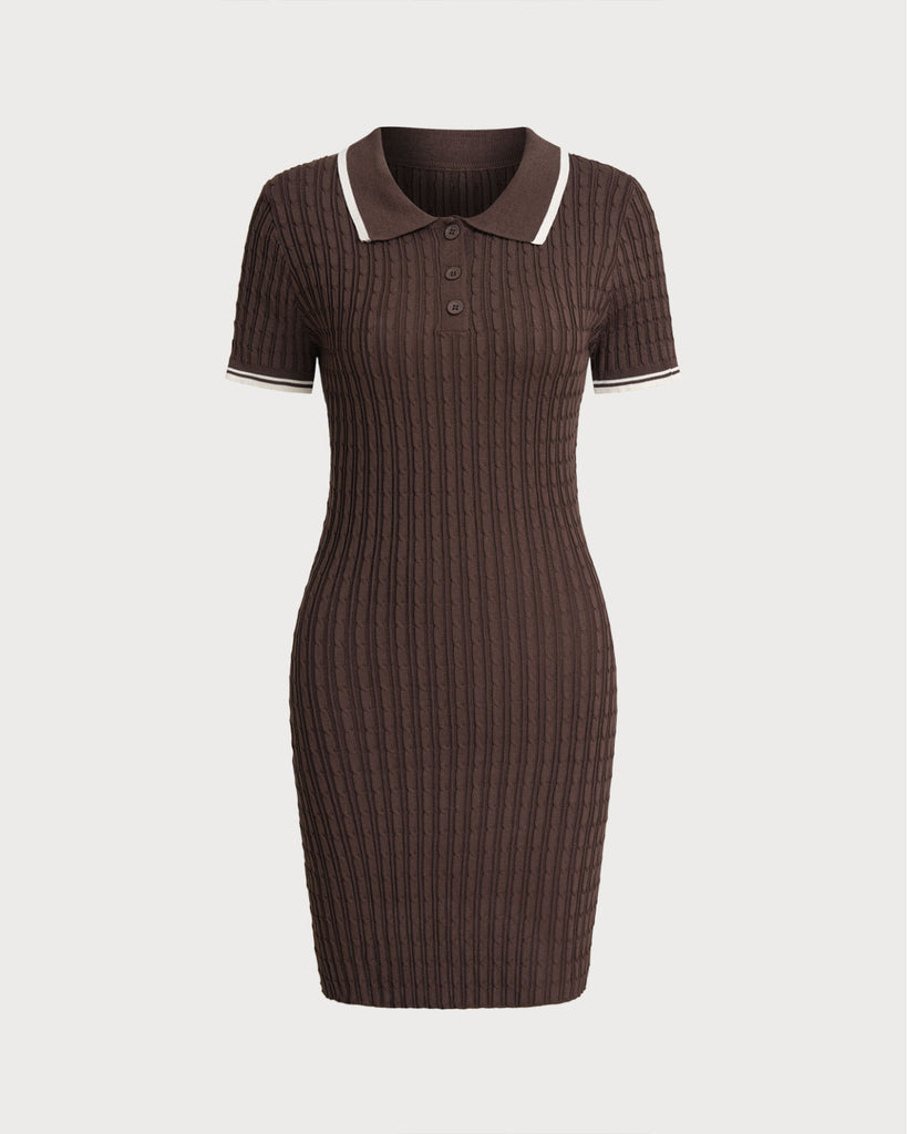 Women's Woolen Polyester Mini Dress Coffee Dresses - RIHOAS