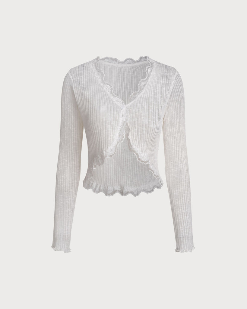 Women's Woolen Viscose Cardigan White Tops - RIHOAS