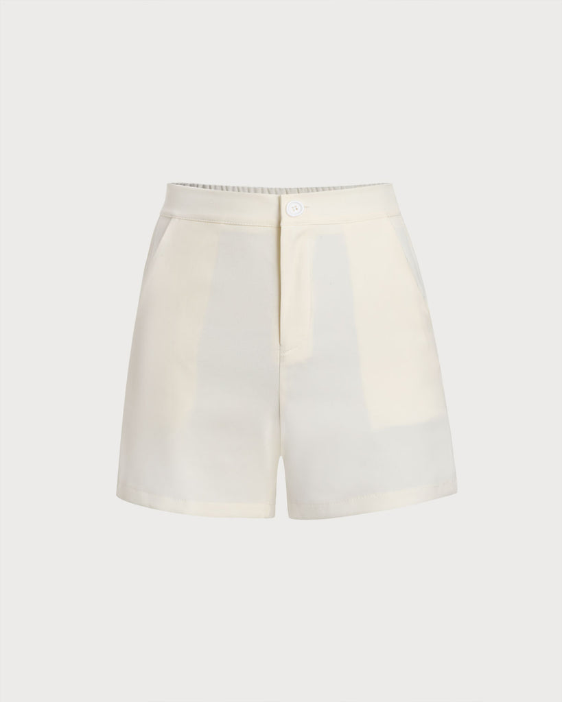 Women's Woven Acrylic Shorts White Bottoms - RIHOAS