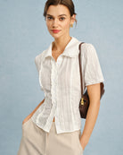 Women's Woven Cotton Blouses Tops - RIHOAS