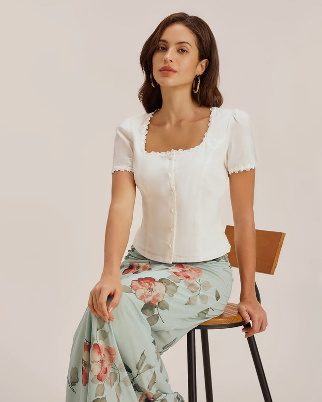 Women's Woven Cotton Blouses Tops - RIHOAS