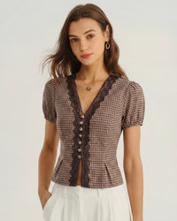 Women's Woven Cotton Blouses Tops - RIHOAS