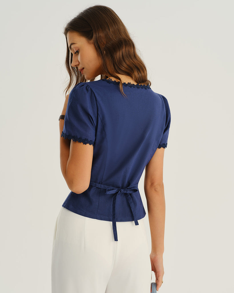 Women's Woven Cotton Blouses Tops - RIHOAS