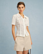 Women's Woven Cotton Blouses Tops - RIHOAS