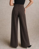 Coffee Pockets Button Straight Pants - RIHOAS - 02