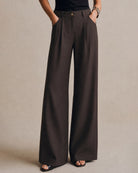 Coffee Pockets Button Straight Pants Coffee - RIHOAS