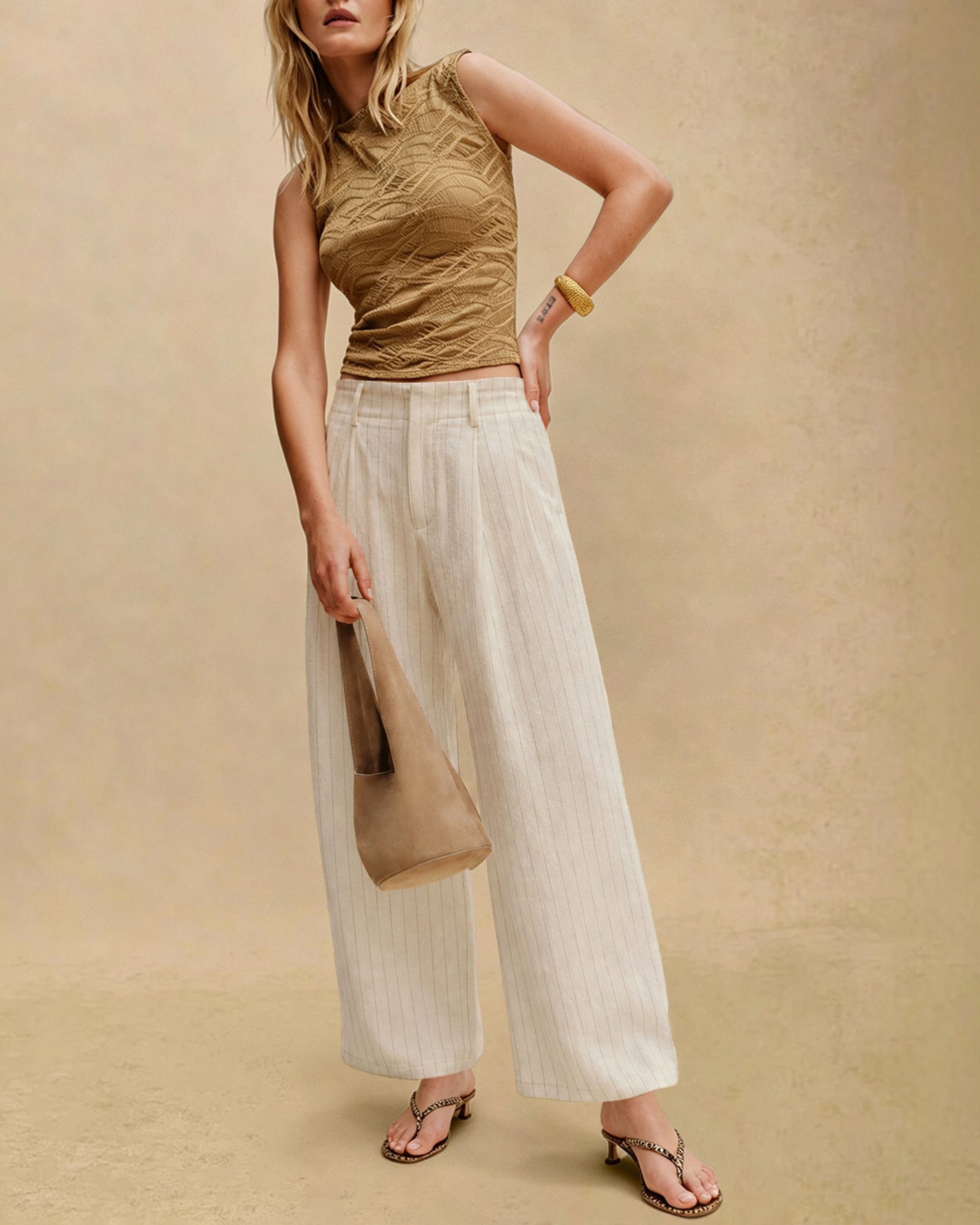 Women's Woven Cotton Casual Pants Bottoms - RIHOAS
