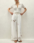 Women's Woven Cotton Casual Pants Bottoms - RIHOAS