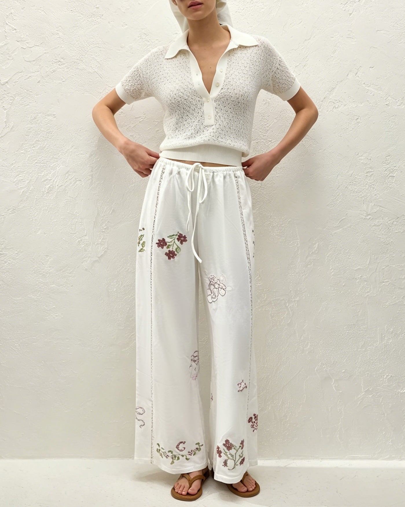 Women's Woven Cotton Casual Pants Bottoms - RIHOAS