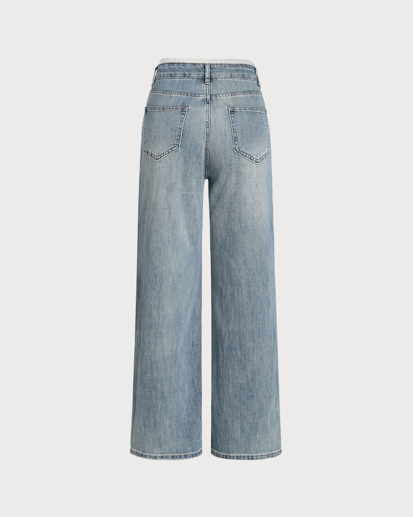 Lace Trim Straight Jeans - RIHOAS