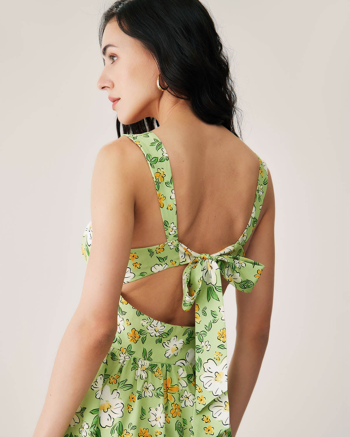 Green Floral Backless Maxi Dress Green Floral Backless Maxi Dress