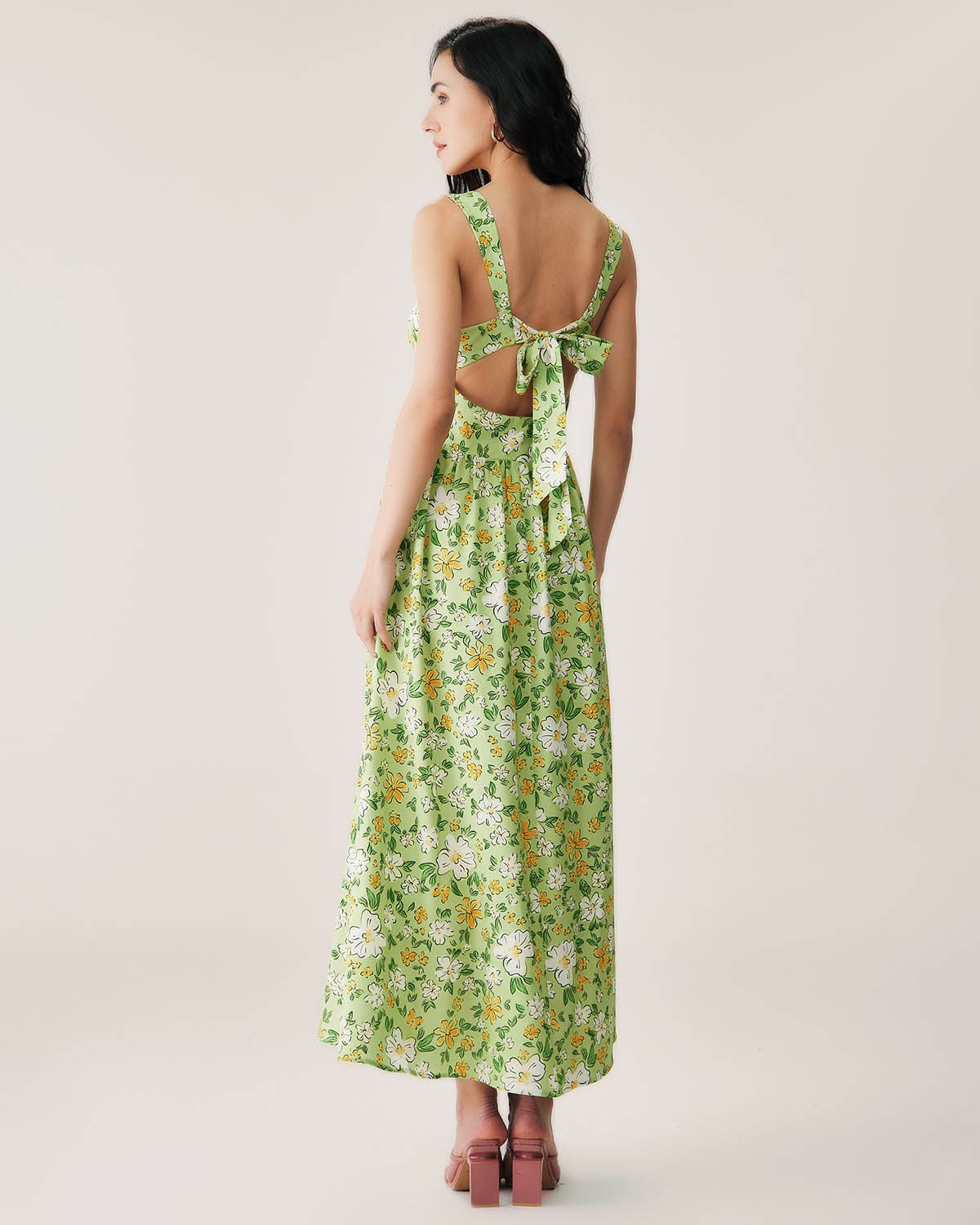 Green Floral Backless Maxi Dress Green Floral Backless Maxi Dress