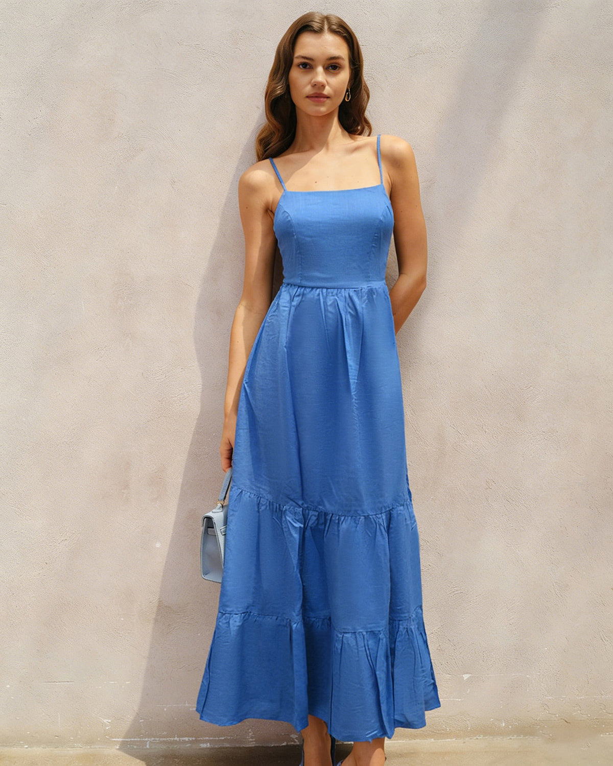 blue dresses for bachelorette party Jacinda Drop Waist Maxi Dress main image 1