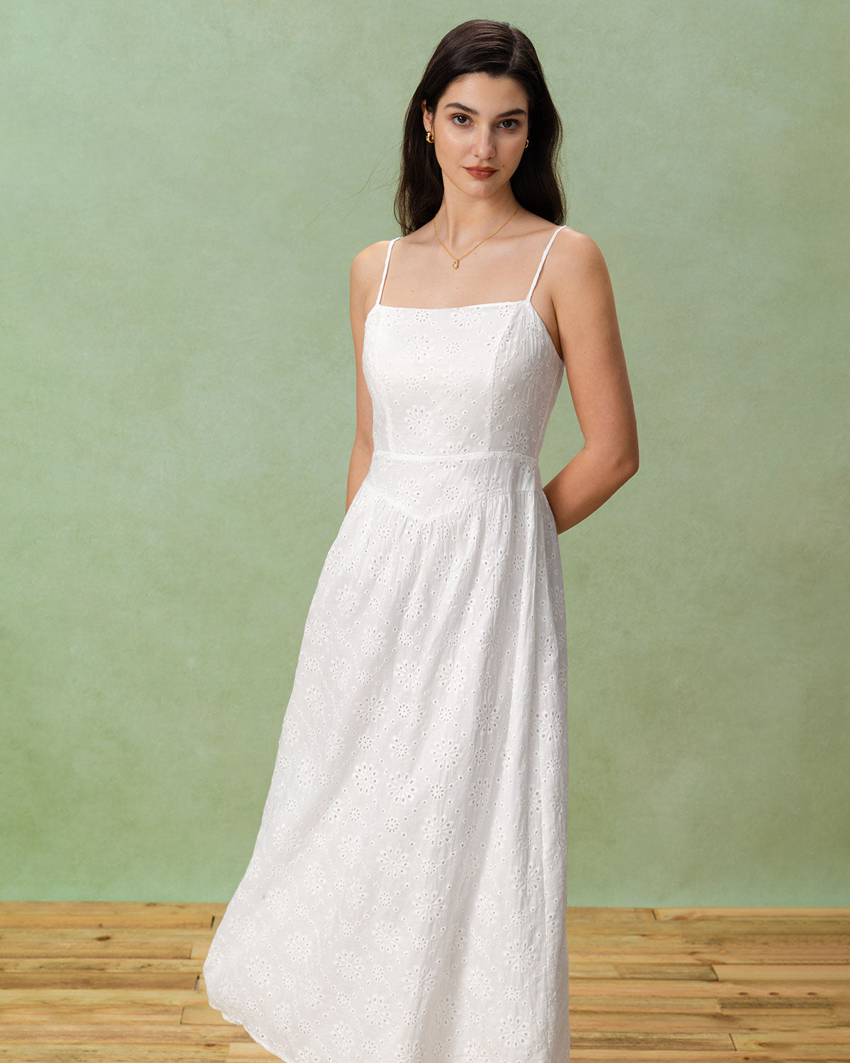 Women's Woven Cotton Maxi Dresses White Dresses - RIHOAS